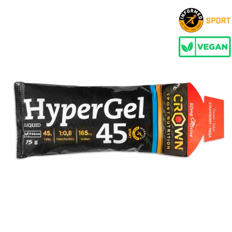 GEL CROWN HYPERGEL 45 FRESA CAFEINA (1 UNIDAD) Crown Sport Nutrition